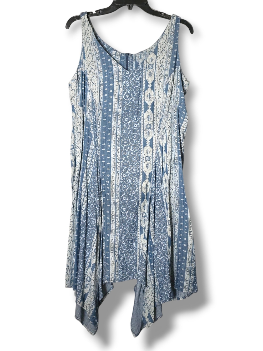 NWT Cato Blue & White Boho Sheath Dress - Size 14